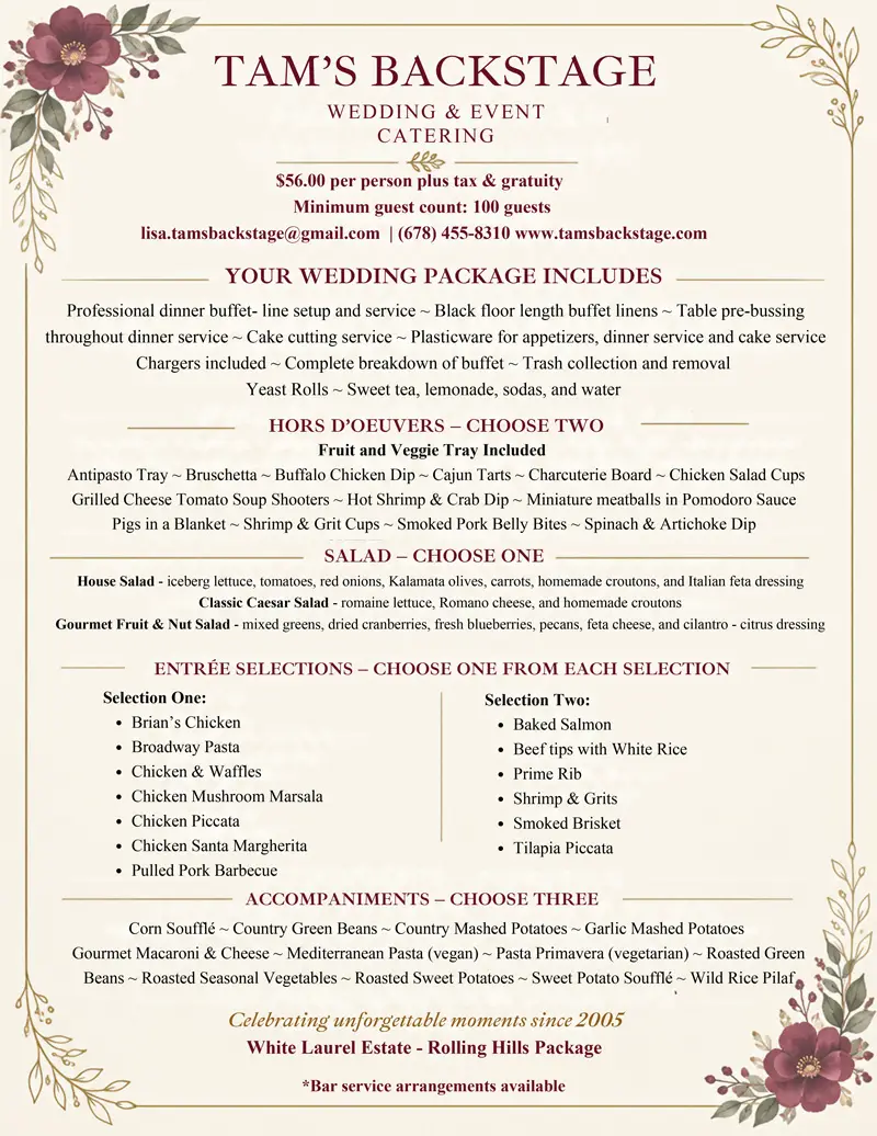 image of rolling hills wedding package